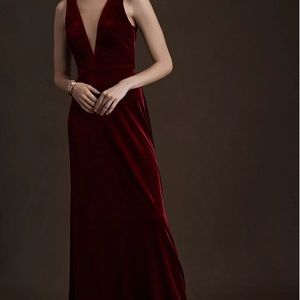 Jenny Yoo Logan Deep-V Velvet Column Gown
